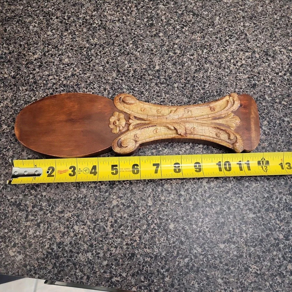 VINTAGE Hand-Carved 2-Sided Wooden Decorative Wall Paddle Spoon Country‎ Rustic
